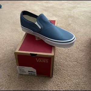 blue vans slip on